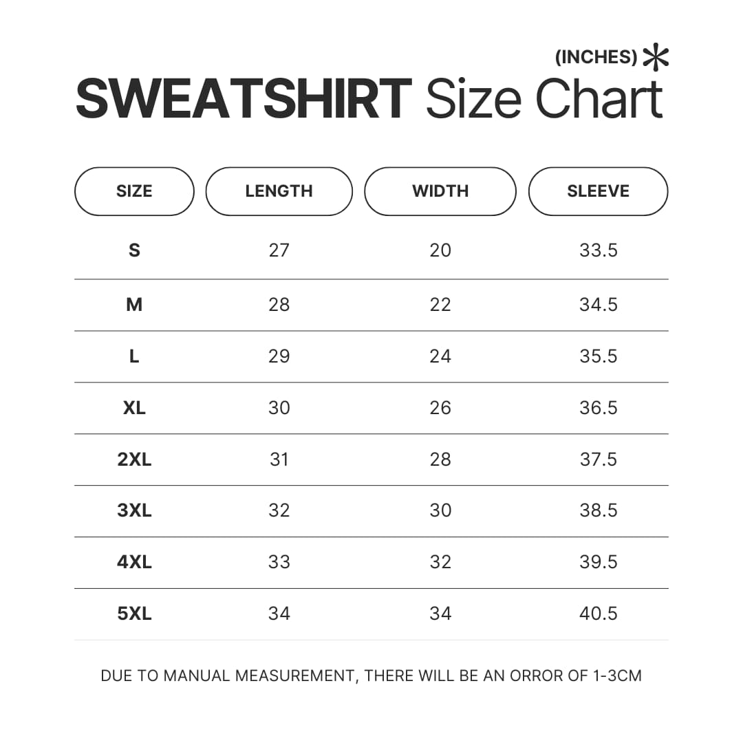 Sweatshirt Size Chart - Overwatch UK Store